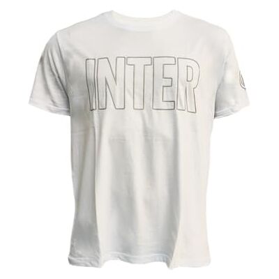 Inter T-shirt "Outline Only" vit logotyp T-shirt herr unisex barn och tonåringar Inter T-shirt "Outline Only" vit logotyp T-shirt herr unisex barn och tonåringar