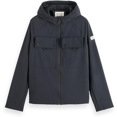 Scotch & Soda Herr Utility Hooded Softshell-jacka anorak, Svart 0008, M Scotch & Soda Herr Utility Hooded Softshell-jacka anorak, Svart 0008, M