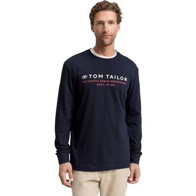 TOM TAILOR Långärmad T-shirt för män, 10668 – himmelskaptensblå, XL TOM TAILOR Långärmad T-shirt för män, 10668 – himmelskaptensblå, XL
