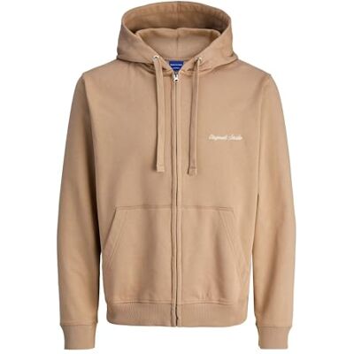JACK & JONES Jornorrebro Emb Sweat Zip Hood Noos, mocha meringue, S JACK & JONES Jornorrebro Emb Sweat Zip Hood Noos, mocha meringue, S