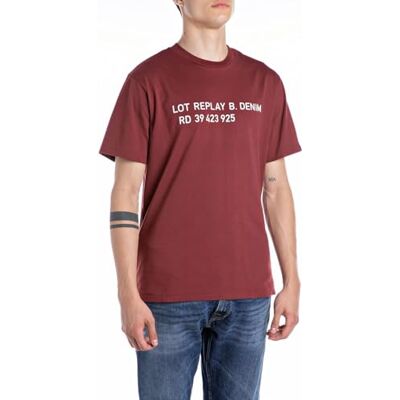 Replay T-shirt för män, normal passform, bomull, 554 Röd Brick, 3XL Replay T-shirt för män, normal passform, bomull, 554 Röd Brick, 3XL