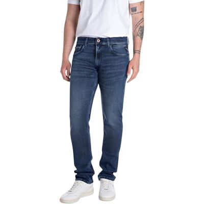 Replay Herr rak passform jeans Grover Touch kollektion, 007 mörkblå, 27W / 30L Replay Herr rak passform jeans Grover Touch kollektion, 007 mörkblå, 27W / 30L