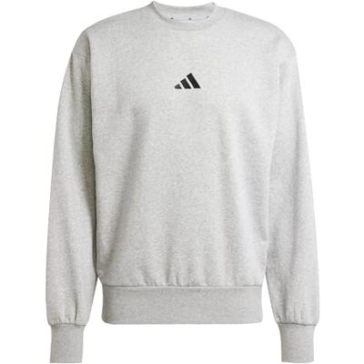 adidas herr Essentials Feelcozy Fleece Sweatshirt, medium grey heather/black, XXL adidas herr Essentials Feelcozy Fleece Sweatshirt, medium grey heather/black, XXL