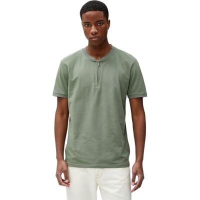 Koton Herr Varsity Crew Neck Short Sleeve Slogan Tryckt T-shirt, Khaki (854), S Koton Herr Varsity Crew Neck Short Sleeve Slogan Tryckt T-shirt, Khaki (854), S