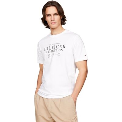 Tommy Hilfiger herr Hilfiger Ath Stack Tee S/S T-shirts, vit, S, Vitt, S Tommy Hilfiger herr Hilfiger Ath Stack Tee S/S T-shirts, vit, S, Vitt, S
