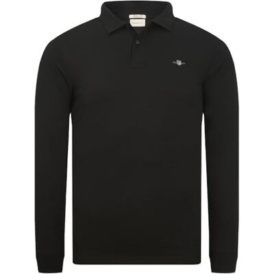 GANT Herr REG Shield LS Pique Rugger pikétröja, svart, standard, svart, 5XL GANT Herr REG Shield LS Pique Rugger pikétröja, svart, standard, svart, 5XL