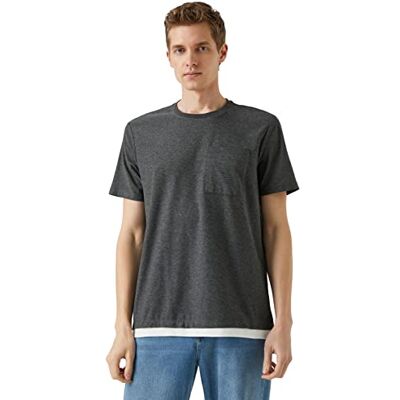 Koton Pocket Basic T-shirt för män, Antracit (045), XL Koton Pocket Basic T-shirt för män, Antracit (045), XL