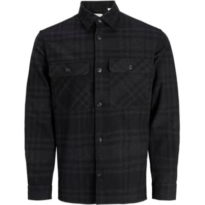 JACK & JONES Jprrayle Melange Check L/S Overshi Pls – plus size, Svart skönhet, 5XL JACK & JONES Jprrayle Melange Check L/S Overshi Pls – plus size, Svart skönhet, 5XL
