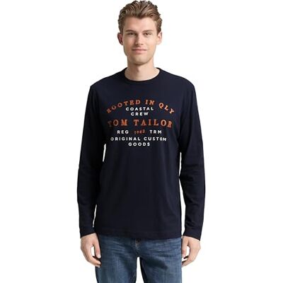 TOM TAILOR Långärmad T-shirt för män, 10668 – himmelskaptensblå, XL TOM TAILOR Långärmad T-shirt för män, 10668 – himmelskaptensblå, XL