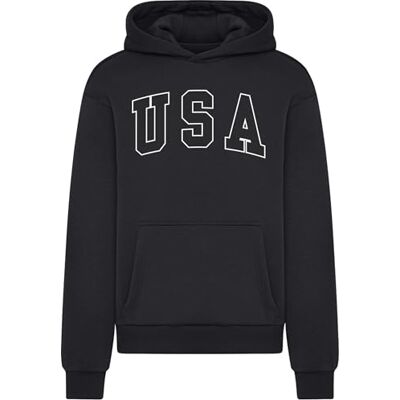 Tee USA fluffig huva, svart, S Tee USA fluffig huva, svart, S