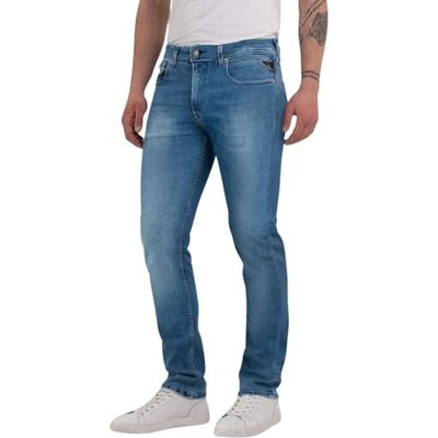 Replay Slim raka ben jeans grover för män, 009 medium blå, 32W x 34L Replay Slim raka ben jeans grover för män, 009 medium blå, 32W x 34L