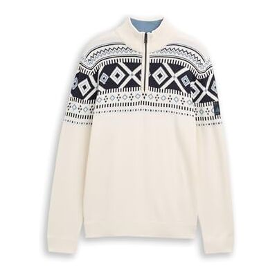 TOM TAILOR herrtröja, 39122 – Offwhite Fair Isle Design, M TOM TAILOR herrtröja, 39122 – Offwhite Fair Isle Design, M