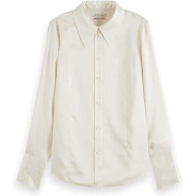 Scotch & Soda Core satinskjorta, Off White 100, 40 Scotch & Soda Core satinskjorta, Off White 100, 40