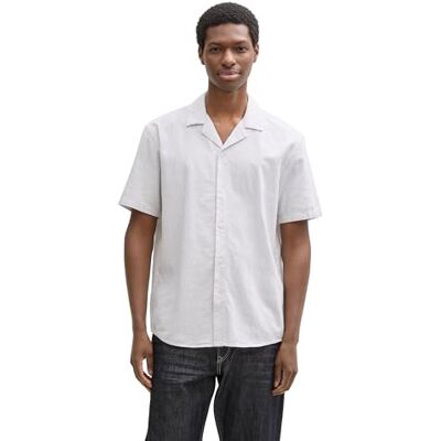 TOM TAILOR Denim herrskjorta, 38237 – kritgrå vit struktur, S TOM TAILOR Denim herrskjorta, 38237 – kritgrå vit struktur, S