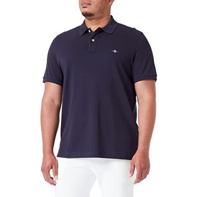 GANT Reg Shield Ss Pique pikétröja för män, Kvällsblå, 5XL GANT Reg Shield Ss Pique pikétröja för män, Kvällsblå, 5XL