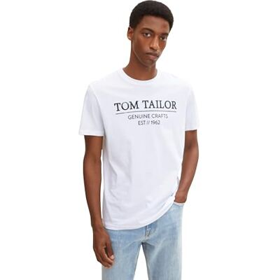 TOM TAILOR herr T-shirt med logoptryck 1021229, 20000 White, XXL TOM TAILOR herr T-shirt med logoptryck 1021229, 20000 White, XXL
