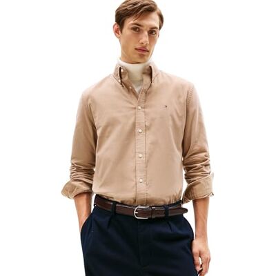 Tommy Hilfiger Herr Solid Corduroy RF-skjorta MW0MW40486 L/S skjorta, beige, XXL, Beige (kustbrungrått), XXL Tommy Hilfiger Herr Solid Corduroy RF-skjorta MW0MW40486 L/S skjorta, beige, XXL, Beige (kustbrungrått), XXL