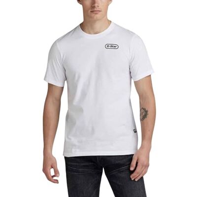 G-STAR RAW Herr Back Size Slim R T T-shirt, Vit (White D23906-336-110), M G-STAR RAW Herr Back Size Slim R T T-shirt, Vit (White D23906-336-110), M