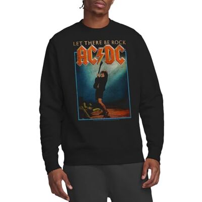 AC/DC ACDC Let There Be Rock Crew sweatshirt, svart, Small, Svart, S AC/DC ACDC Let There Be Rock Crew sweatshirt, svart, Small, Svart, S