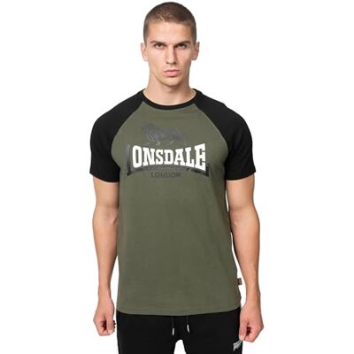 Lonsdale T-shirt för män, Olive/svart/vit, L, 117454 Lonsdale T-shirt för män, Olive/svart/vit, L, 117454