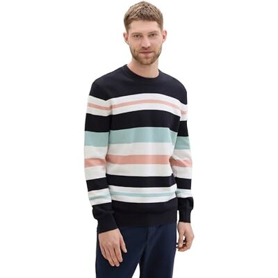TOM TAILOR herrtröja, 36222 – Navy Rose Multi Color Stripe, XXL TOM TAILOR herrtröja, 36222 – Navy Rose Multi Color Stripe, XXL