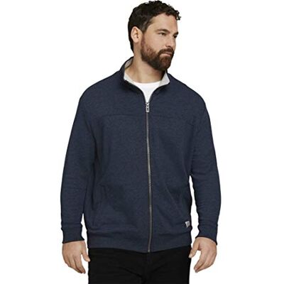 TOM TAILOR Men+ Herr Plussize Basic sweatjacka, 19024 – Sky Captain Blue White Melange, 3XL TOM TAILOR Men+ Herr Plussize Basic sweatjacka, 19024 – Sky Captain Blue White Melange, 3XL