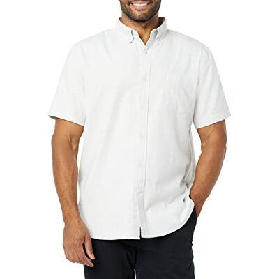Amazon Essentials Herr Slim-Fit kortärmad stretch Oxfordskjorta med ficka, ljusgrå vertikal rand, X-Large Amazon Essentials Herr Slim-Fit kortärmad stretch Oxfordskjorta med ficka, ljusgrå vertikal rand, X-Large