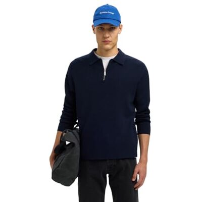 SELECTED MEN slhttallrik Fn avslappnad halv zip polo Noos, Sky Captain, XL SELECTED MEN slhttallrik Fn avslappnad halv zip polo Noos, Sky Captain, XL