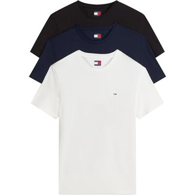 Tommy Jeans herr TJM XSLIM 3-pack TEE EXT DM0DM21579, Multi, XL, Multi (svart/mörk natt marinblå/Ecru), XL Tommy Jeans herr TJM XSLIM 3-pack TEE EXT DM0DM21579, Multi, XL, Multi (svart/mörk natt marinblå/Ecru), XL