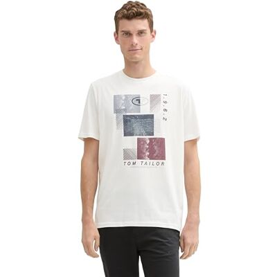 TOM TAILOR T-shirt för män, 10332 – Benvit, S TOM TAILOR T-shirt för män, 10332 – Benvit, S