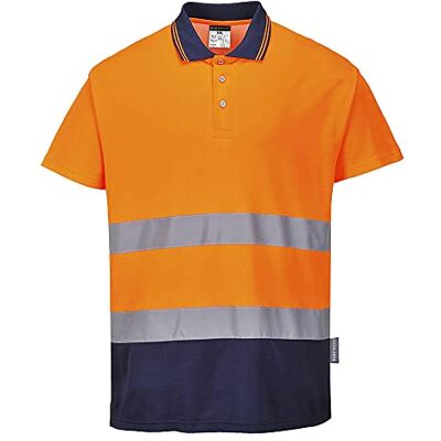 Portwest S174 Två Färgad Bomulls Comfort Piké, Regelbunden, Orange/Marinblå, Storlek L Portwest S174 Två Färgad Bomulls Comfort Piké, Regelbunden, Orange/Marinblå, Storlek L