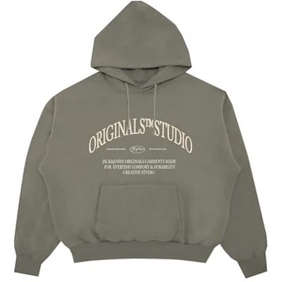 JACK & JONES JACK&JONES JORFREDERIKSBERG Margate Sweat Hood BF, Silver saga/detalj: scan, S JACK & JONES JACK&JONES JORFREDERIKSBERG Margate Sweat Hood BF, Silver saga/detalj: scan, S