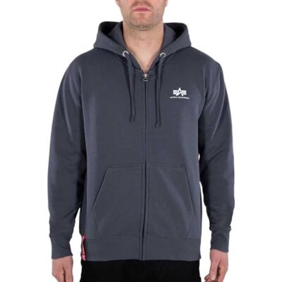 Alpha Industries Basic Zip Hoody SL Hooded Sweat-Huvtröja för män Greyblack Alpha Industries Basic Zip Hoody SL Hooded Sweat-Huvtröja för män Greyblack