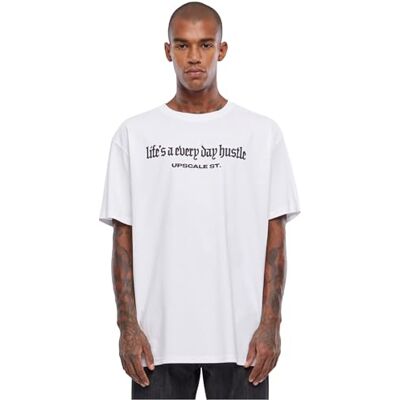 Tee Upscale herr-t-shirt, hustle oversize t-shirt, t-shirt med tryck för män, överdimensionerad passform, bomull – tryckt t-shirt, grafisk t-shirt, Vit, XS Tee Upscale herr-t-shirt, hustle oversize t-shirt, t-shirt med tryck för män, överdimensionerad passform, bomull – tryckt t-shirt, grafisk t-shirt, Vit, XS