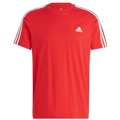 adidas herr Kortärmad T-shirt Essentials Single Jersey 3-Stripes Tee, Better Scarlet/White, S adidas herr Kortärmad T-shirt Essentials Single Jersey 3-Stripes Tee, Better Scarlet/White, S