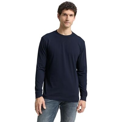 TOM TAILOR Långärmad T-shirt för män, 10668 – himmelskaptensblå, L TOM TAILOR Långärmad T-shirt för män, 10668 – himmelskaptensblå, L