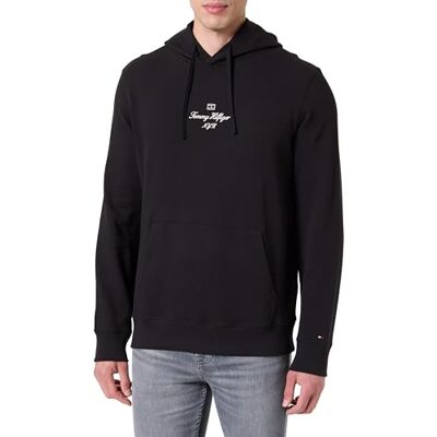 Tommy Hilfiger herr OUTLINE FLAG SCRIPT HOODIE MW0MW39372 pullover huvtröja, svart (svart), M, svart (svart), M Tommy Hilfiger herr OUTLINE FLAG SCRIPT HOODIE MW0MW39372 pullover huvtröja, svart (svart), M, svart (svart), M