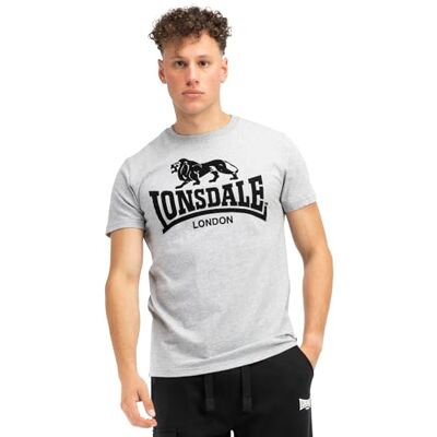 Lonsdale T-shirt för män, normal passform, TULLIG, Marl grå/svart, XXL Lonsdale T-shirt för män, normal passform, TULLIG, Marl grå/svart, XXL
