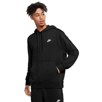 NIKE M NSW Club Hoodie Po Ft Sweatshirt för män, Svart/Svart/Vit, XXL NIKE M NSW Club Hoodie Po Ft Sweatshirt för män, Svart/Svart/Vit, XXL