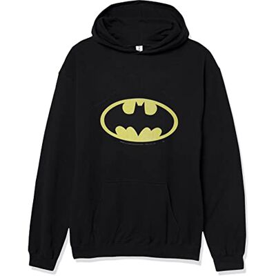 DC Comics Warner Bros. Herr grundläggande logotyp huvtröja, svart, stor DC Comics Warner Bros. Herr grundläggande logotyp huvtröja, svart, stor