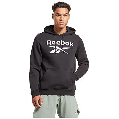 Reebok mäns identitet fleece staplad logotyp pullover långärmad grafisk tröja Reebok mäns identitet fleece staplad logotyp pullover långärmad grafisk tröja
