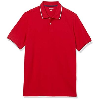 Amazon Essentials mäns Regular-Fit Cotton Pique pikétröja (finns i stora och långa), röd/marinblå/vit, X-Large Amazon Essentials mäns Regular-Fit Cotton Pique pikétröja (finns i stora och långa), röd/marinblå/vit, X-Large
