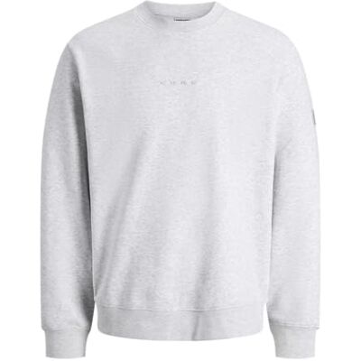 JACK & JONES Jcopoint Sweat Badge Crew Neck Bf, Vit melange, S JACK & JONES Jcopoint Sweat Badge Crew Neck Bf, Vit melange, S