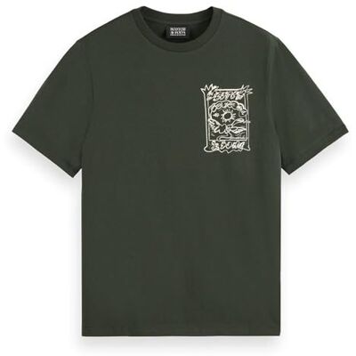 Scotch & Soda herr regular fit front bröstkonstverk T-shirt, Heritage Green 7330, S Scotch & Soda herr regular fit front bröstkonstverk T-shirt, Heritage Green 7330, S