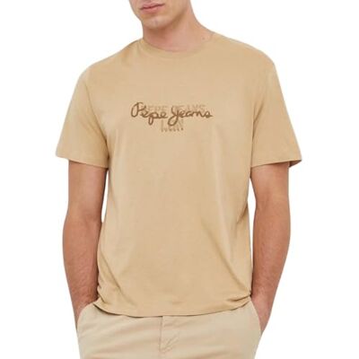 Pepe Jeans Chris T-shirt för män, Brun (Khaki Beige), XS Pepe Jeans Chris T-shirt för män, Brun (Khaki Beige), XS