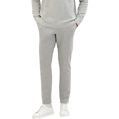 TOM TAILOR Herr Slim Fit Piqué Chino byxor i joggingstil med elastiskt midjeband, 12035-grå Heather Melange, 29W / 34L TOM TAILOR Herr Slim Fit Piqué Chino byxor i joggingstil med elastiskt midjeband, 12035-grå Heather Melange, 29W / 34L