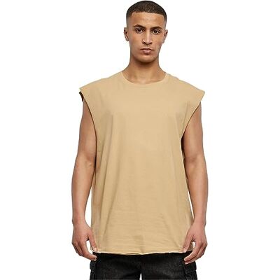 Urban Classics T-shirt för män, öppen kant, ärmlös t-shirt, för män, rund hals, bomull, finns i många färger, storlekar XS-5XL, Unionbeige, M Urban Classics T-shirt för män, öppen kant, ärmlös t-shirt, för män, rund hals, bomull, finns i många färger, storlekar XS-5XL, Unionbeige, M