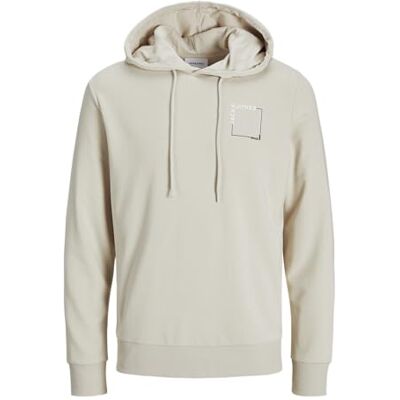 JACK & JONES Jjverner Sweat Hood, Moonbeam, S JACK & JONES Jjverner Sweat Hood, Moonbeam, S