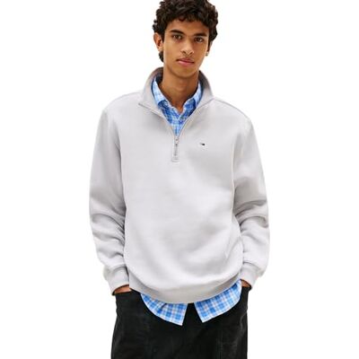 Tommy Jeans herr Tjm Reg fleece 1/4 dragkedja stoppad hals DM0DM20339 halv dragkedja tröja, grå (helium), XXL Tommy Jeans herr Tjm Reg fleece 1/4 dragkedja stoppad hals DM0DM20339 halv dragkedja tröja, grå (helium), XXL
