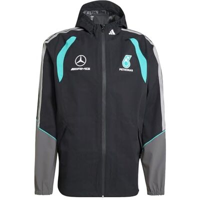 adidas Mezczyzni MERCEDES AMG PETRONAS FORMULA 1 TEAM MECHANICS RAIN JACKET, black/grey two, XS adidas Mezczyzni MERCEDES AMG PETRONAS FORMULA 1 TEAM MECHANICS RAIN JACKET, black/grey two, XS